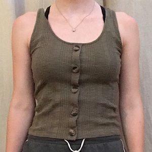 Green Button Tank Top